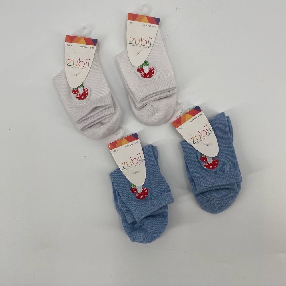 Zubii Kids Socks Mushroom Embroidered - Size 4